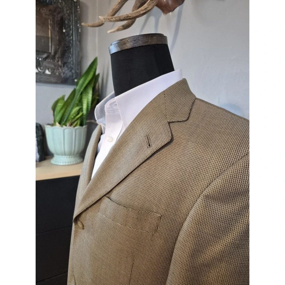 Hart Schaffner Marx Mens Wool Sports Coat 40L Gold Made in USA 3 Button Jacket